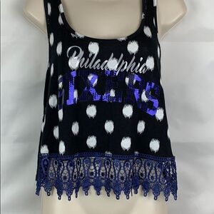 Game day Couture sequined black and white crop top